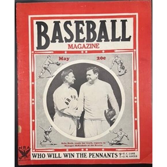 1935 Baseball Babe Ruth Magazine Dizzy Dean Rogers Hornsby Yankees Braves Cards - Picture 1 of 9
